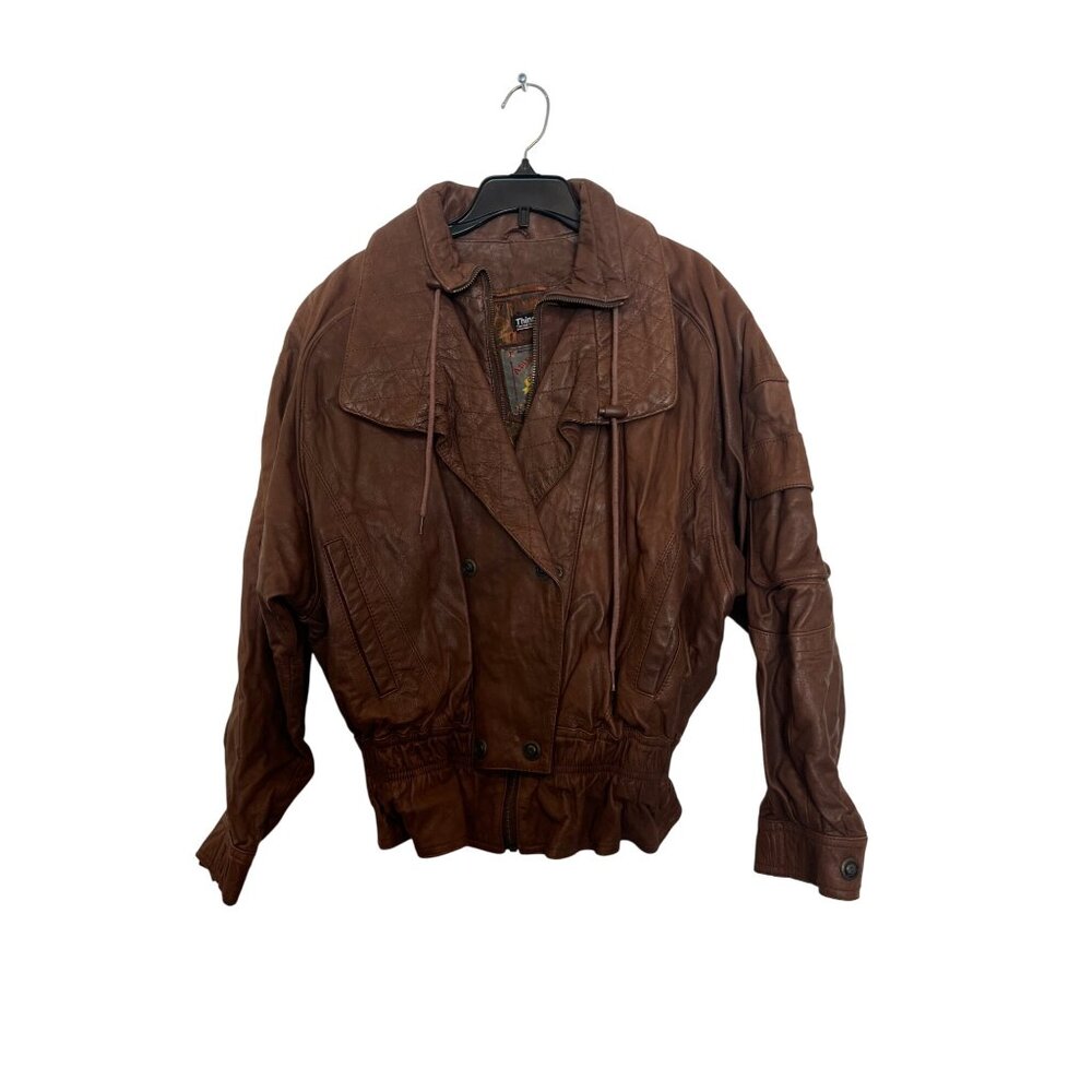 Vintage Adventure Bound XS Brown Leather Bomber Jacket With Thinsulate Thermal L